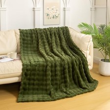  Luxury 3D Bubble Light Weighted Throw Blanket Throw(50" x60") Olive Green