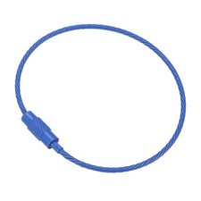 6 Inch Wire Keychain Cable, 5 Pack Titanium Steel Key Ring Loop, Bright Blue