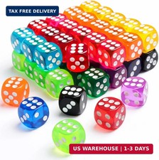 50 Pieces Dice Set, 14mm Bulk 6 Sided Colored Dices for Board Games, Math Learni