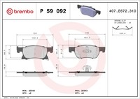 Vorderachse Brembo P 59 092 Bremsbelagsatz, Scheibenbremse FüR Chevrolet,Holden,