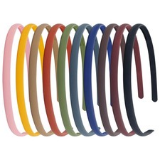 10pk Thin Matte Plastic Headbands with Teeth 0.8cm Solid DIY Sports Hair Bands