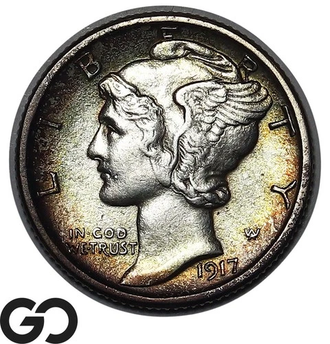1917-S Mercury Dime Choice AU++/Unc, Tougher Date