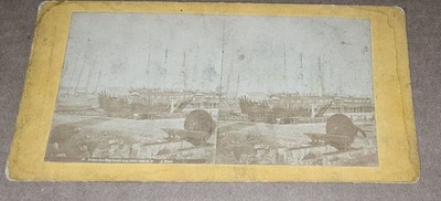 New Bedford Massachusetts Stereoview Fire Disaster Ruins Burnt Whaling Ship 1859