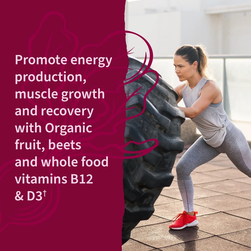 Gomas veganas de beterraba para recuperação de energia da saúde do coração com B12 e D3 30 unidades - Imagem 3 de 4