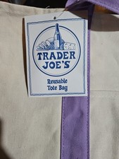 Trader Joe's Large Pastel Canvas Tote Bag Lavender Limited NWT