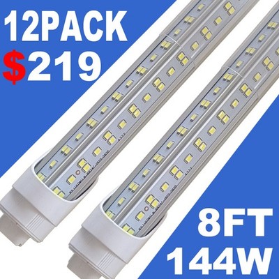 8 Foot HO Base LED Tube Light 8FT LED Shop Light T8 Rotatable R17D 144W Garage		