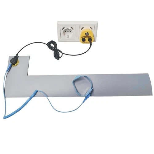 Minadax 52x8cm Antistatik ESD Matte + Manschetten Set + Stecker - Anschl. Links