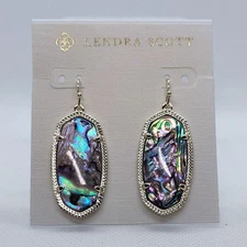 New Kendra Scott Elle Gold Drop Earrings In Abalone Shell