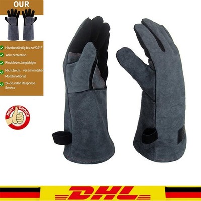 Verdickte Backofen Grill-Lederhandschuhe Beständig bis 932 Grad Fahrenheit