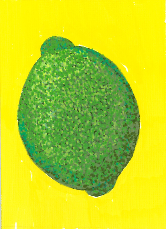 ACEO original Acrylic Summer Series: Lime (yellow) by Megan Letchworth