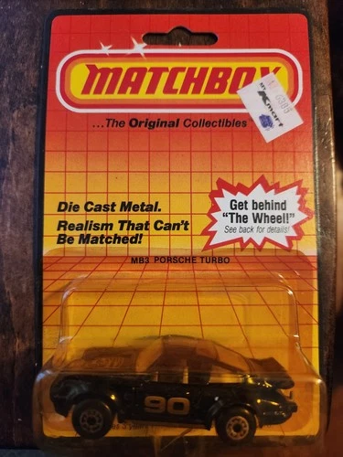 New -Sealed Vintage Rare MATCHBOX- MB3-PORSCHE TURBO-BLACK-SEALED ON CARD-1986