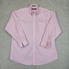 KIRKLAND SIGNATURE Pink Check Cotton Dress Shirt Non-Iron Men Size 17-34