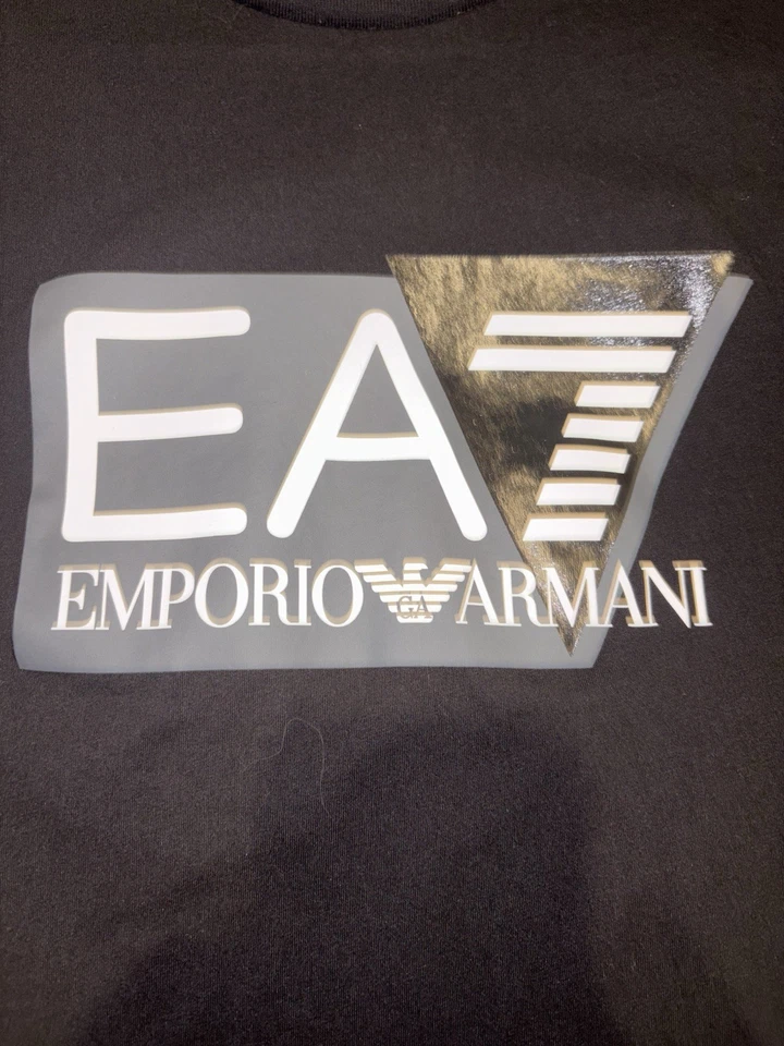 Emporio Armani EA7 Men's Short Sleeve Black T Shirt Logo Size S Slim Fit Cotton - Image 2 of 4