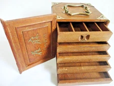 AN EMPTY CASE FOR OXEN  BONE & BAMBOO MAH JONG SET HAS NO TILES 1920's