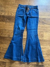 26 Carmar Mid Rise Jeans medium wash Hippie Lace-Up Flare Leg 100 cotton NWOT
