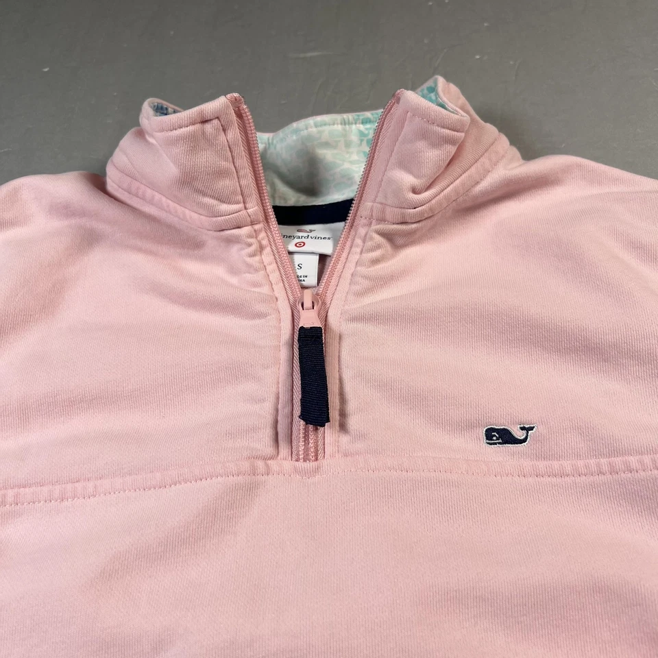 Suéter Vineyard Vines 1/4 Cremallera Mujer Pequeño Rosa Cuarto Pullover Ballena Foto 4 de 4