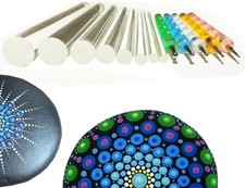Mandala Rock Painting Pen Dot Dotting Tools Stencil Brush Set 12 PCS Flat set1
