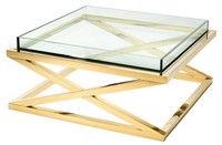 Casa Padrino Luxus Couchtisch / Wohnzimmertisch Gold 100 X 100 X H. 46,5 Cm