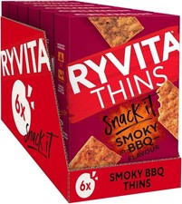 Ryvita Thins Snack It Smoky BBQ Flavour 125g Pack of 6