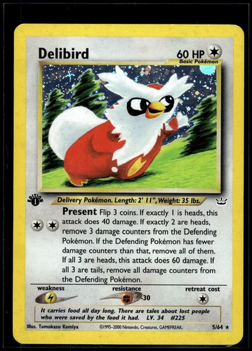 Pokemon Delibird First Edition Holofoil 5 Neo Revelation Rare Holo