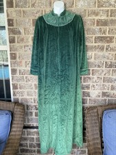 Vintage Heather Collection Robe Medium Velour House Coat Embroidered MADE IN USA