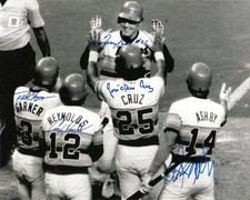Terry Puhl Autographed Grand Slam Photo Signed by Phil Garner, Craig Reynolds, J