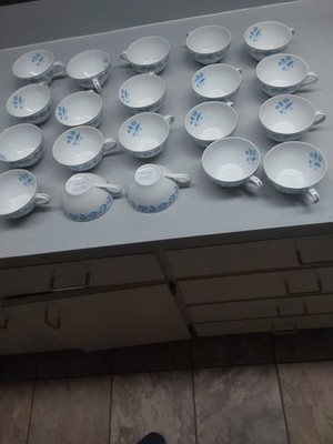 (18) Vintage Symphony in Blue Fine China Cornflower Floral Coffee Tea Cups  