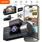 WOLFBOX i17 4K 3 Channel Dash Cam Front and Rear Inside With WiFi, Hardwire kit