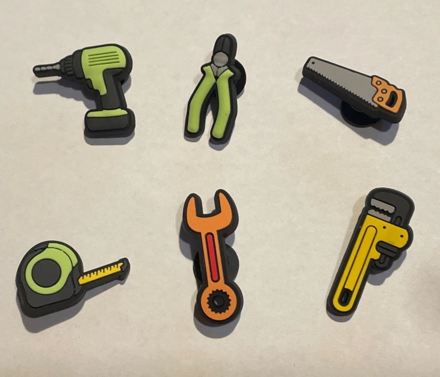 6 Schuh Pins - Shoe Charms - Anstecker für Crocs - Clogs - Werkzeug - Handwerker