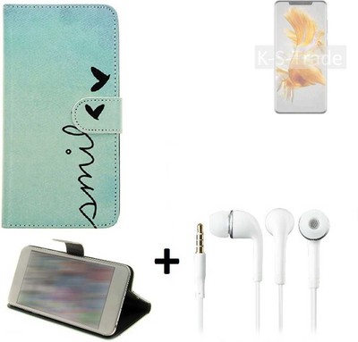 360° Schutz Hülle smile für Huawei Mate 50 Pro Wallet Case Design + headphone