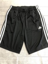 Adidas Shorts Mens Medium Black 3 Stripe Athletic Running Training Gym Pockets