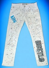 Demolition Statement Jeans Mens 34x32 Distressed Jeans White Paint Spatter