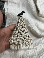 Stack Of Skulls With Black Raven Topper Halloween Decoration 5 X 3 Lights Resi