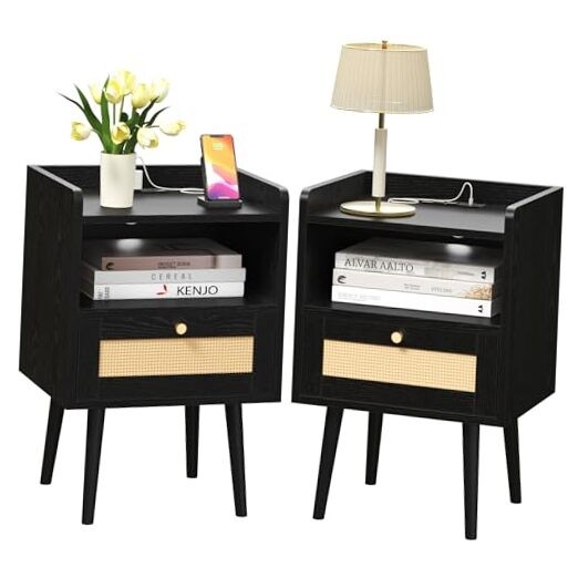Night Stand Set of Bedside Tables 11.8