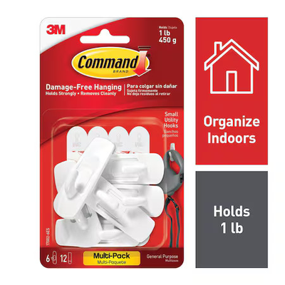 #ad Command 17002 Hook Molded Plastic 5 8 In Pk6 $9.95