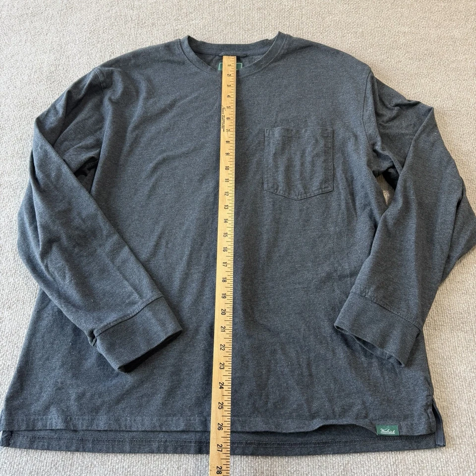 Woolrich Hombres Manga Larga Bolsillo Camiseta Algodón Cuello Redondo Gris XL Foto 3 de 4