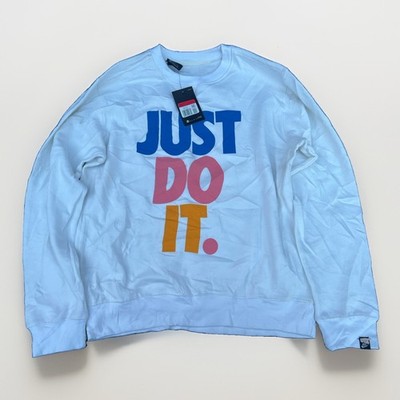 Nike Just Do It Sweatshirt Pullover White Logo NWT Size L Standard 