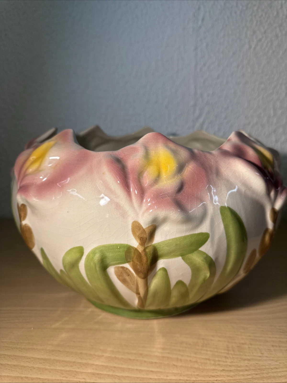Jardinière cache pot en céramique fleurie