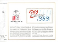 uc feuillet CEF Marianne république Liberté 1 valeurs  de mars 1987 sur soie