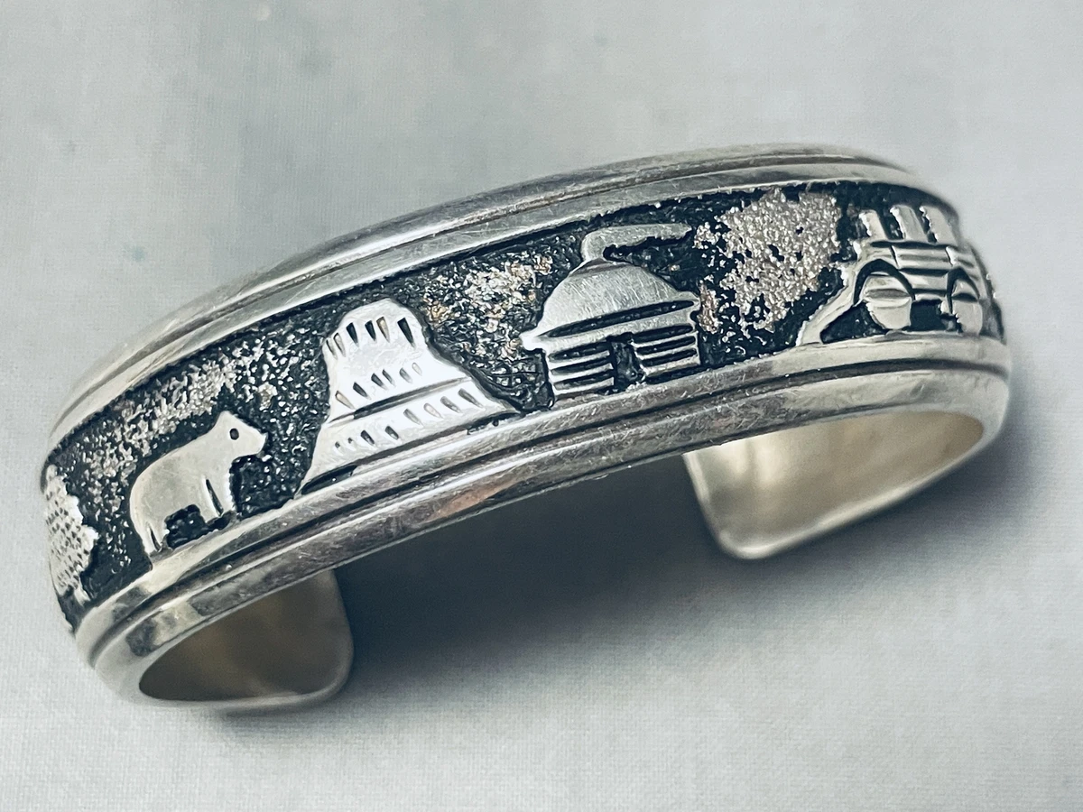 Thomas Singer Unforgettable Vintage Native American Navajo Sterling Silver Storyteller Bracelet Thomas Singer Unforgettable Vintage Native American Navajo Sterling Silver Storyteller Bracelet