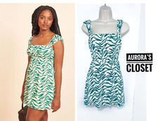 Reformation 6 White Zebra Darlin Mini Dress Flutter Sleeve Green $328