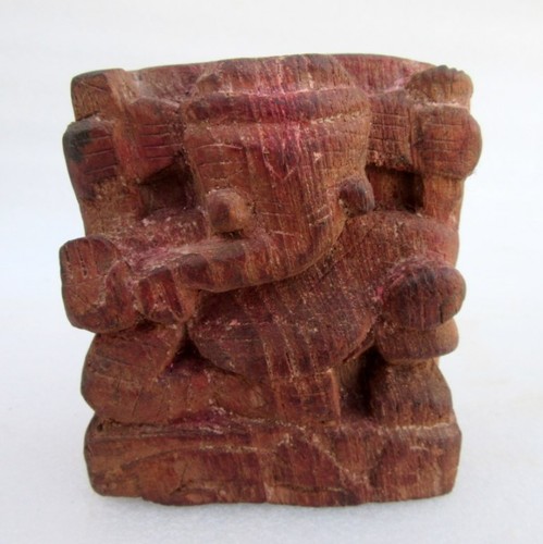 Antique Old Rare Hand Carved Wood Tribal Worship Hindu God Ganesha Figure Statue - Picture 3 of 9