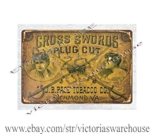 Office decor CROSS SWORDS CUT PLUG TOBACCO J B PACE RICHMOND VA metal tin sign