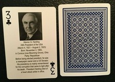 Swap Playing Card  PRESIDENTS   Warren G. Harding   THREE of CLUBS 2009