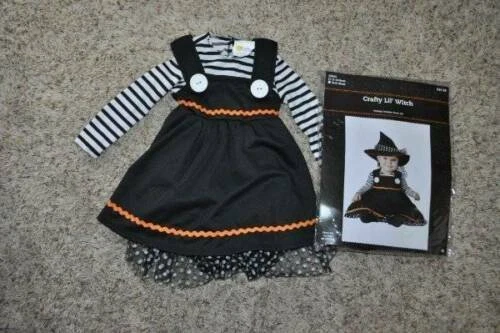 Ребенок ясельного возраста Crafty ведьма костюм для Хэллоуина 12/18 mths 2 ПК черный платье и шляпа девочек - Изображение 2 из 4