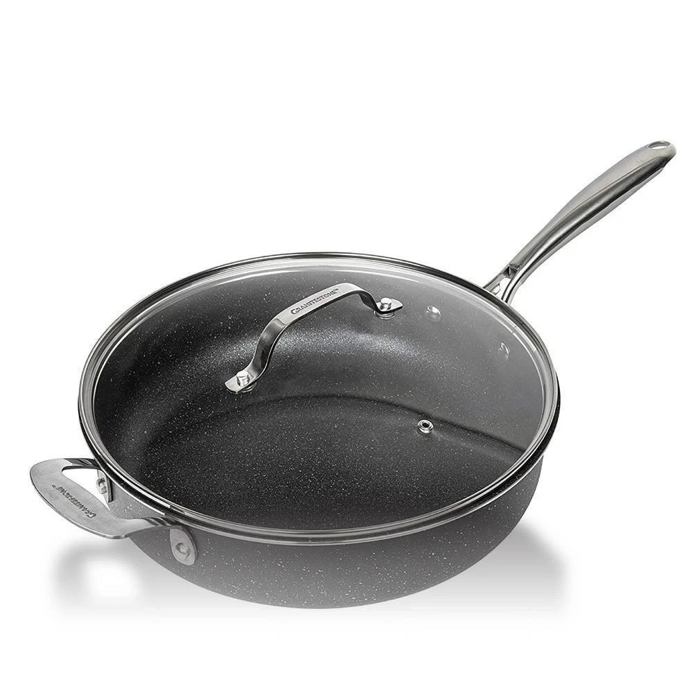 Granitestone Deep Saute Pan 5.5 Qt Nonstick Diamond-Infused Aluminum Glass Lid