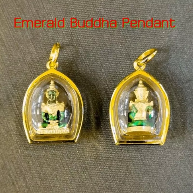 Emerald Buddha Gold Pendant 18k Amulet Holy Charm Auspicious