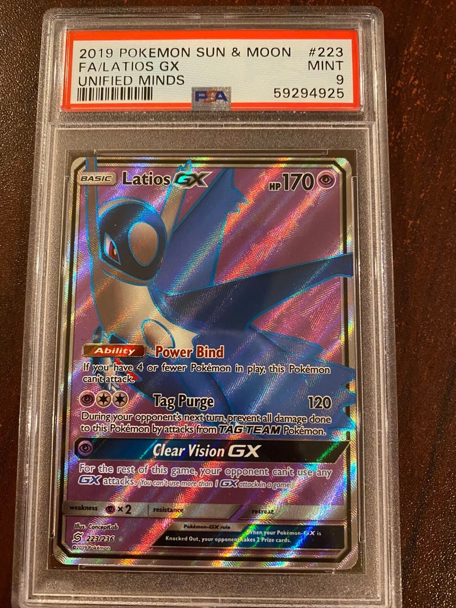 PSA 9 MINT Latios GX 223/236 Unified Minds FULL ART Pokemon PSA 9 MINT Latios GX 223/236 Unified Minds FULL ART Pokemon