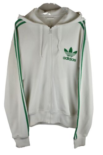 ADIADS White Hoodie size L Mens Full Zip Sportswear Retro Jumper Casual