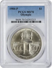 1984-P Olympic Silver Commemorative Dollar MS70 PCGS Mint State 70